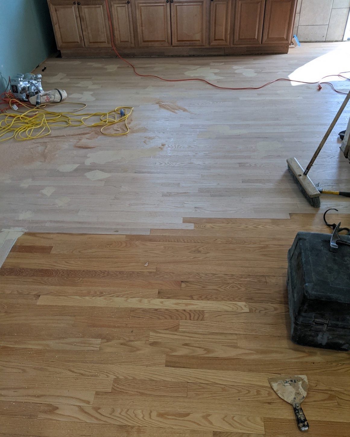 Home with floors being refinished