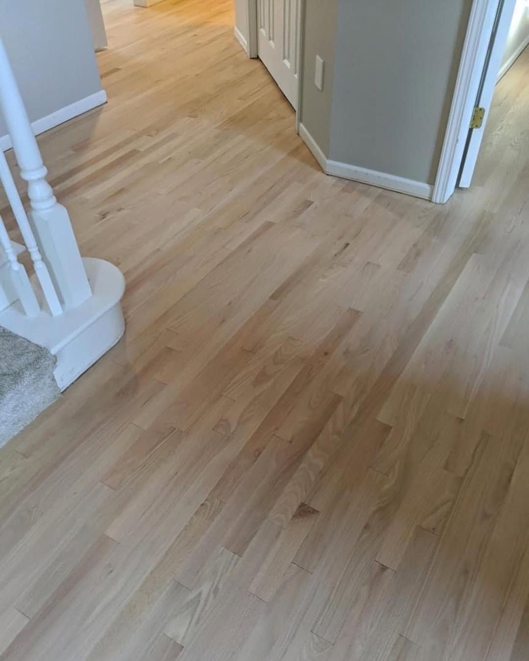 Sanded hardwood floor in entryway